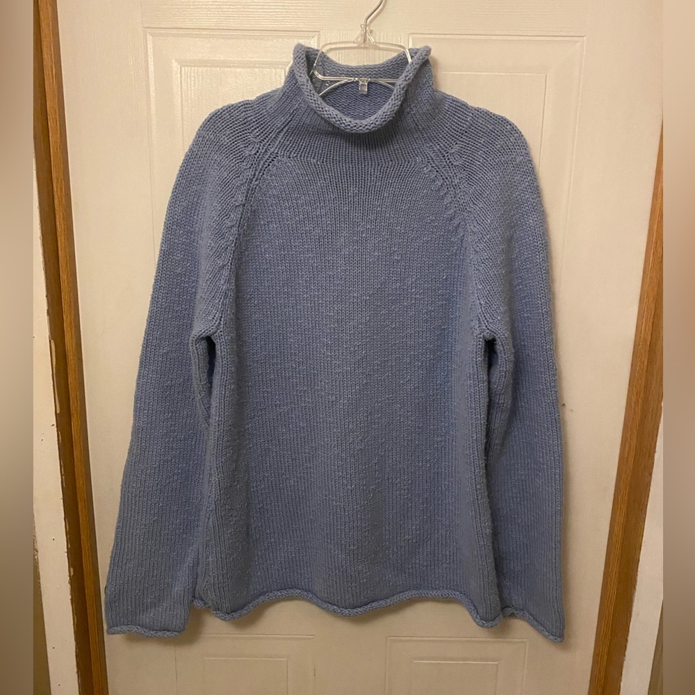L.L. Bean Light Blue Raglan Roll Neck Sweater